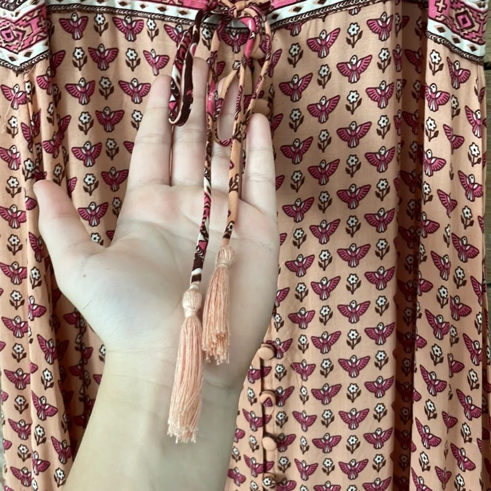 Spell Pink Boho Maxi Dress with Border Print - Picture 4 of 10